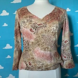 Vintage Y2K Floral Paisley Mesh Top